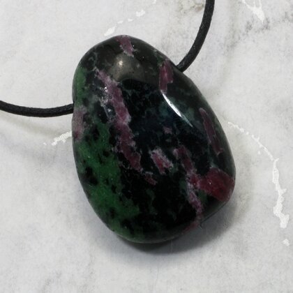Ruby Zoisite Pendant & Wax Cotton Cord ~37mm