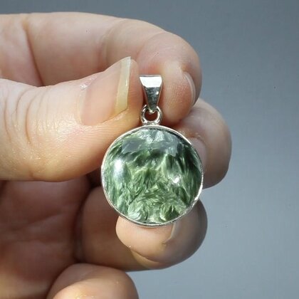 Seraphinite 925 Silver Pendant ~19mm