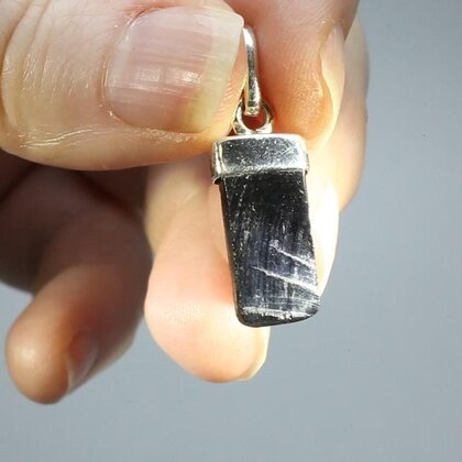 Shungite 925 Silver Pendant ~17mm