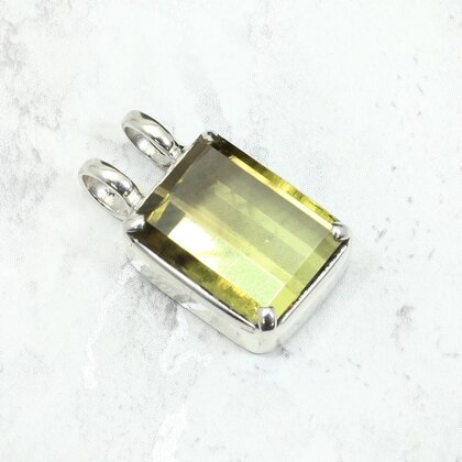 Green Gold  Phantom Quartz Rectangle Pendant ~25mm