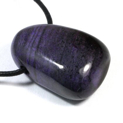 Sugilite Drilled Tumblestone with Cord  ~30x21mm