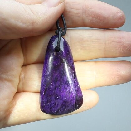 Sugilite Drilled Tumblestone with Cord  ~45x25mm