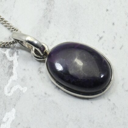 Sugilite Oval 925 Silver Pendant ~15mm