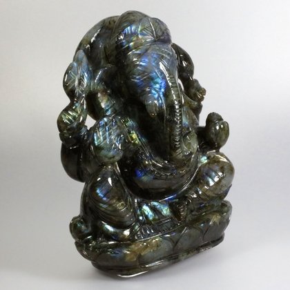 SUPERIOR Labradorite Carved Ganesh Statue ~142mm