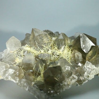 SUPERLATIVE Smoky Quartz with Golden Rutile Cluster ~15.4cm