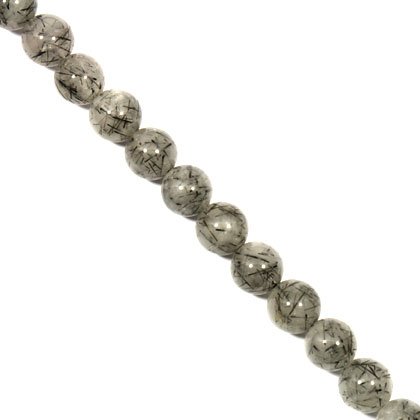 Tourmalinated Quartz Crystal Beads - 12mm Round Bead
