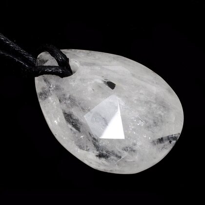 Tourmalinated Quartz Pendant & Wax Cotton Cord ~32mm