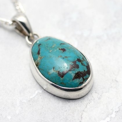 Turquoise & Silver Pendant ~23mm