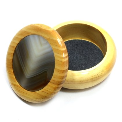 Wooden Jewel Box ~ Natural Agate, Medium